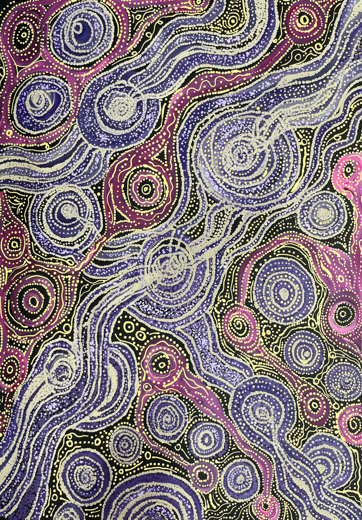 #205 Two Sisters Dreaming CAROLANNE KEN Aboriginal Art: 72cm x 100cm