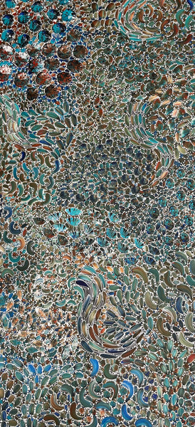 #324 Bush Yam Dreaming (Kookaburra) - RACHAEL NAMBULA: Aboriginal Art: 87cm x 200cm