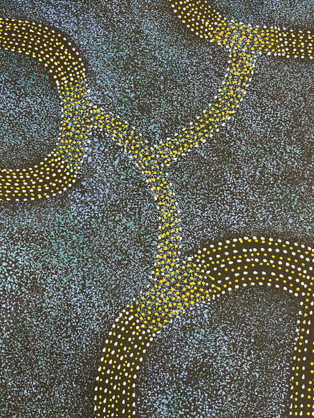 #342 - Bush Plum Dreaming (Blue) - ARTIST: ROSEANNE MORTON PWERLE - 200cm X 88cm