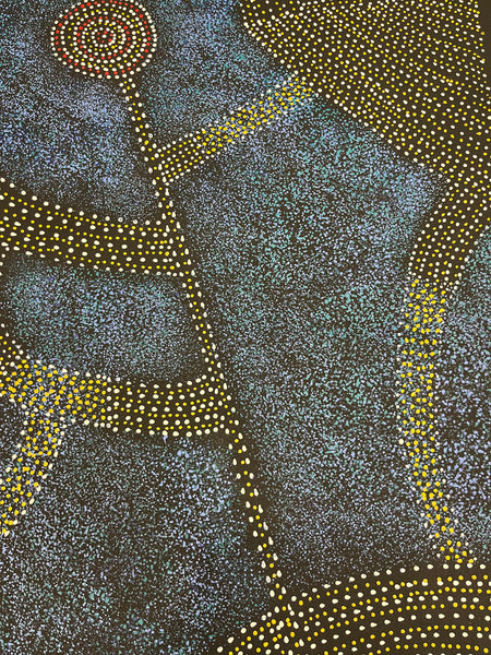 #342 - Bush Plum Dreaming (Blue) - ARTIST: ROSEANNE MORTON PWERLE - 200cm X 88cm