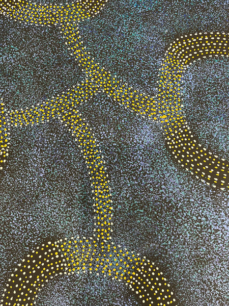 #342 - Bush Plum Dreaming (Blue) - ARTIST: ROSEANNE MORTON PWERLE - 200cm X 88cm