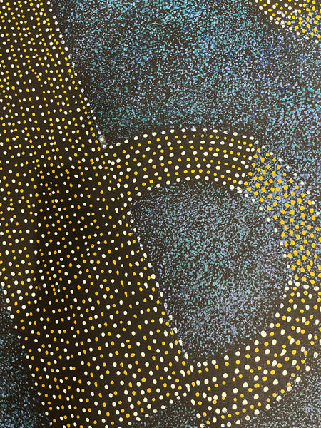 #342 - Bush Plum Dreaming (Blue) - ARTIST: ROSEANNE MORTON PWERLE - 200cm X 88cm