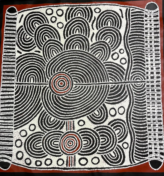 #341 Goanna Love Story - DEBRA NANGALA MCDONALD Aboriginal Artist: 93cm x 95cm
