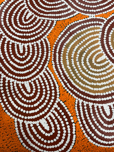 #313 Goanna Love Story - DEBRA NANGALA MCDONALD Aboriginal Artist:  97cm x 115cm