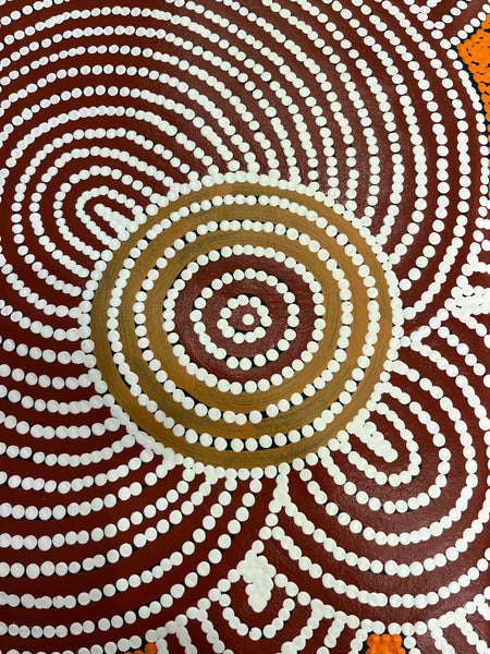 #313 Goanna Love Story - DEBRA NANGALA MCDONALD Aboriginal Artist:  97cm x 115cm
