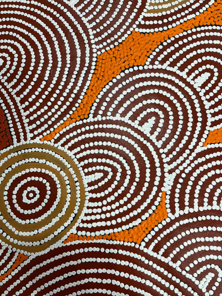 #313 Goanna Love Story - DEBRA NANGALA MCDONALD Aboriginal Artist:  97cm x 115cm
