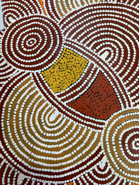 #313 Goanna Love Story - DEBRA NANGALA MCDONALD Aboriginal Artist:  97cm x 115cm