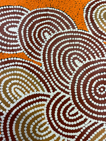 #313 Goanna Love Story - DEBRA NANGALA MCDONALD Aboriginal Artist:  97cm x 115cm