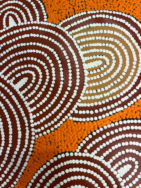 #313 Goanna Love Story - DEBRA NANGALA MCDONALD Aboriginal Artist:  97cm x 115cm