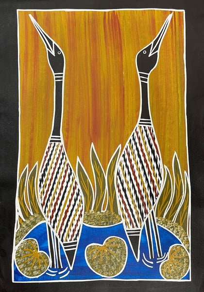 #267 Brolga Dreaming  - CHRISTINE BURARRWANGA :   46 x 72 cm