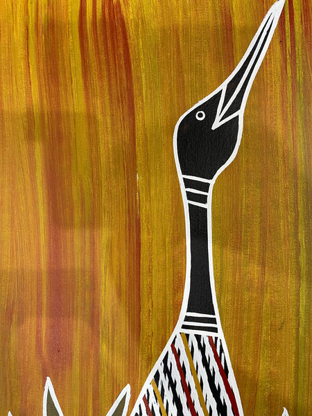 #267 Brolga Dreaming  - CHRISTINE BURARRWANGA :   46 x 72 cm