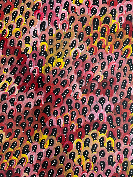 #142 Seeded Bush Yams (Pinks) ANNA PETYARRE: Aboriginal Art: 95cm x 145cm