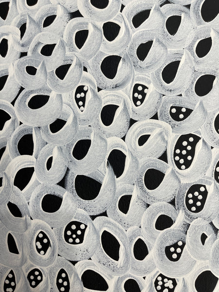 #201 Seeded Bush Melons  - LOUISE NUMINA : Aboriginal Art: 67 x 95cm