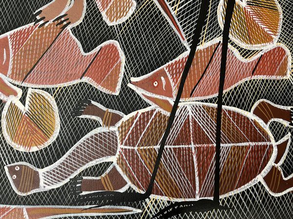 #228 Billabong Dreaming  - EDDIE BLITNER : Aboriginal Art : 94cm x 133cm