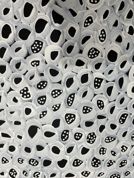 #201 Seeded Bush Melons  - LOUISE NUMINA : Aboriginal Art: 67 x 95cm