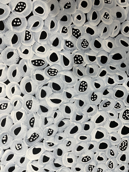 #201 Seeded Bush Melons  - LOUISE NUMINA : Aboriginal Art: 67 x 95cm