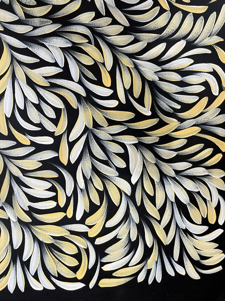 #390 Bush Medicine Leaves  (Creams) - LOUISE NUMINA : Aboriginal Art: 94cm x 82cm