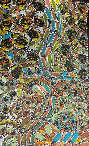 #257 Bush Yam Dreaming (Multi)- RACHAEL NAMBULA: Aboriginal Art 72 x 45cm