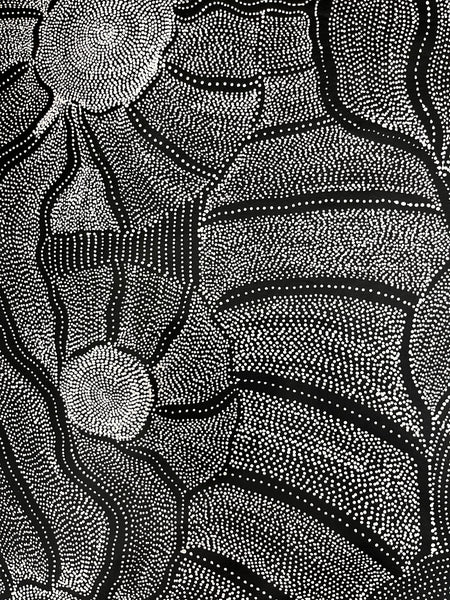 #135 My Country Dreaming (Monochrome) ANNA PETYARRE: Aboriginal Art 95cm x 147cm
