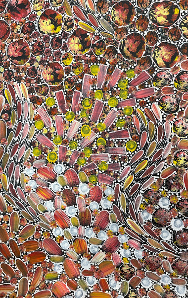 #178 Bush Yam Dreaming (Multi)- RACHAEL NAMBULA: Aboriginal Art 85 x 45cm