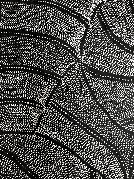 #135 My Country Dreaming (Monochrome) ANNA PETYARRE: Aboriginal Art 95cm x 147cm