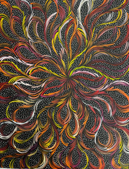 #289 Bush Medicine Leaves & Seeds (Sunset) - SELINA NUMINA : Aboriginal Art: 68cm x 90cm