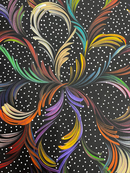 #314 Bush Medicine Leaves & Seeds (Multi) - SELINA NUMINA : Aboriginal Art: 76cm x 93cm