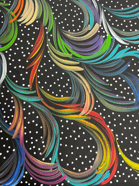 #314 Bush Medicine Leaves & Seeds (Multi) - SELINA NUMINA : Aboriginal Art: 76cm x 93cm