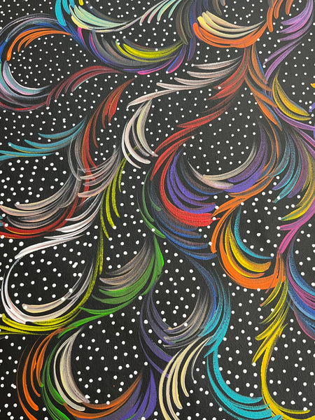 #314 Bush Medicine Leaves & Seeds (Multi) - SELINA NUMINA : Aboriginal Art: 76cm x 93cm