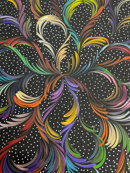 #314 Bush Medicine Leaves & Seeds (Multi) - SELINA NUMINA : Aboriginal Art: 76cm x 93cm