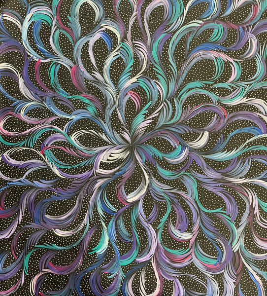 #115 Bush Medicine Leaves & Seeds (Pastels) - SELINA NUMINA : Aboriginal Art: 87cm x 95cm