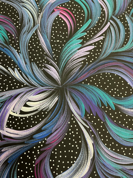 #115 Bush Medicine Leaves & Seeds (Pastels) - SELINA NUMINA : Aboriginal Art: 87cm x 95cm