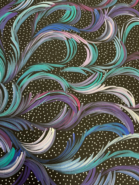 #115 Bush Medicine Leaves & Seeds (Pastels) - SELINA NUMINA : Aboriginal Art: 87cm x 95cm