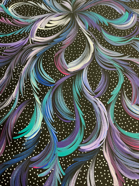 #115 Bush Medicine Leaves & Seeds (Pastels) - SELINA NUMINA : Aboriginal Art: 87cm x 95cm