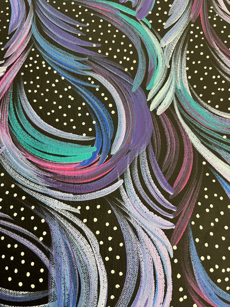 #115 Bush Medicine Leaves & Seeds (Pastels) - SELINA NUMINA : Aboriginal Art: 87cm x 95cm