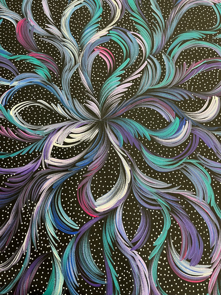 #115 Bush Medicine Leaves & Seeds (Pastels) - SELINA NUMINA : Aboriginal Art: 87cm x 95cm