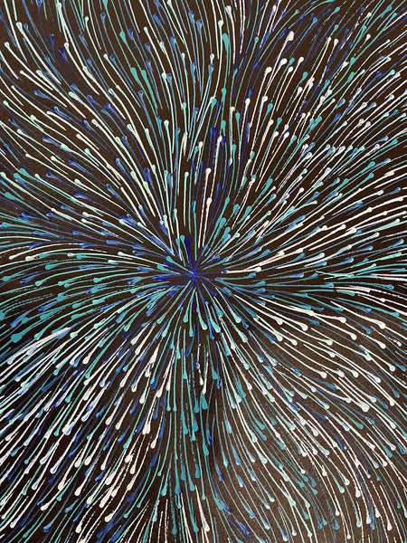 #166 Bush Medicine Seeds (Blues) - SHARON NUMINA : Aboriginal Art: 91cm x 151cm