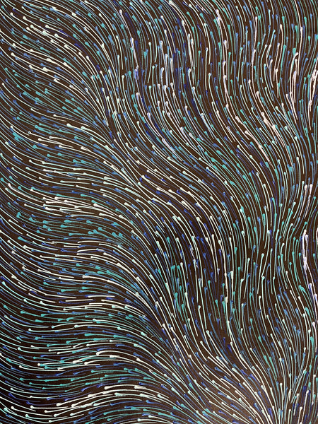 #166 Bush Medicine Seeds (Blues) - SHARON NUMINA : Aboriginal Art: 91cm x 151cm