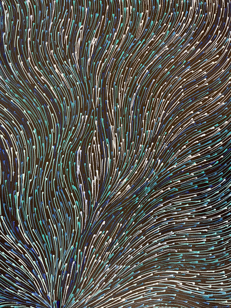 #166 Bush Medicine Seeds (Blues) - SHARON NUMINA : Aboriginal Art: 91cm x 151cm