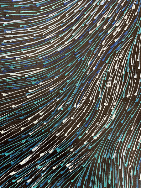 #166 Bush Medicine Seeds (Blues) - SHARON NUMINA : Aboriginal Art: 91cm x 151cm