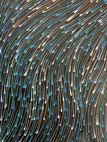 #166 Bush Medicine Seeds (Blues) - SHARON NUMINA : Aboriginal Art: 91cm x 151cm