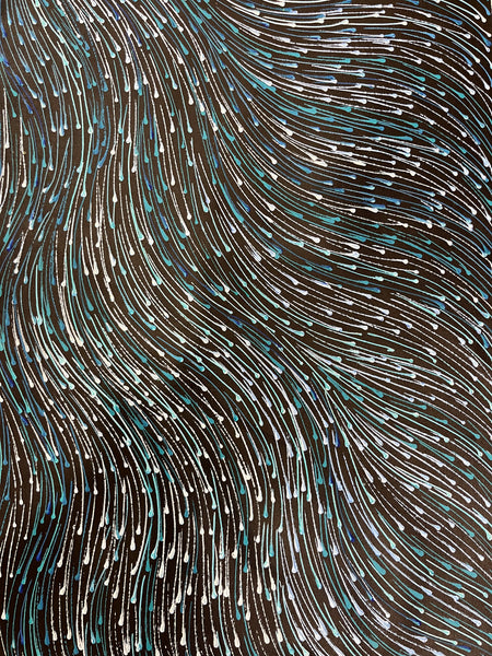#166 Bush Medicine Seeds (Blues) - SHARON NUMINA : Aboriginal Art: 91cm x 151cm