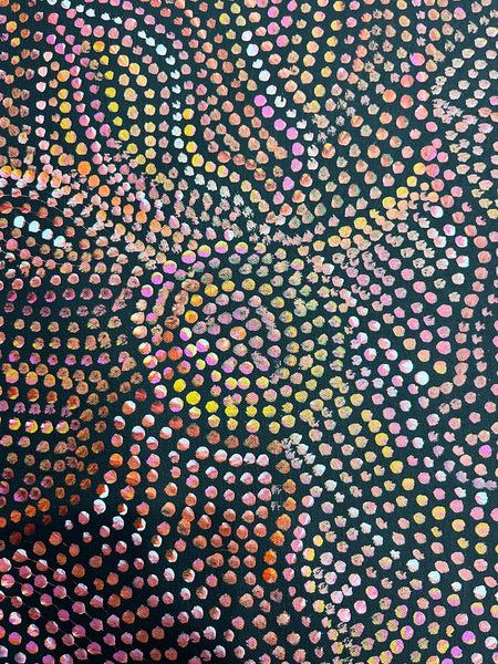 #143 - Yam Seed Dreaming (Sunset) - Artist: JOY PURVIS PITJARA - 90cm x 97cm