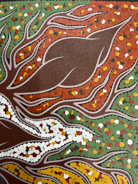 #183 Women collecting Bush Yams   - JONATHAN HOCKLEY - Aboriginal Art: 36cm x 50cm