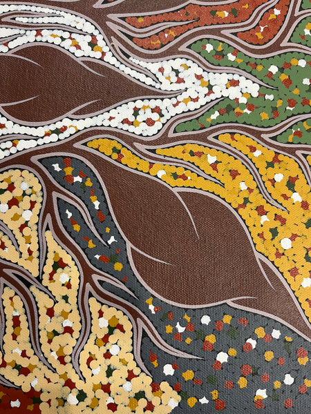 #183 Women collecting Bush Yams   - JONATHAN HOCKLEY - Aboriginal Art: 36cm x 50cm