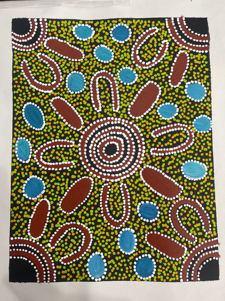 #168 Collecting Bush Tucker - LANITA NUMINA : Aboriginal Art: 33x43cm