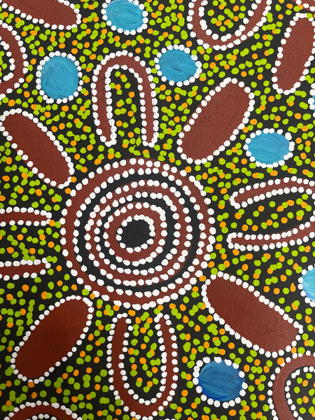 #168 Collecting Bush Tucker - LANITA NUMINA : Aboriginal Art: 33x43cm