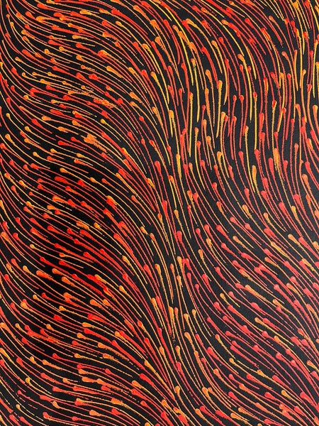 #171 Bush Medicine Seeds (Sunset) - SHARON NUMINA : Aboriginal Art: 200cm x 88cm
