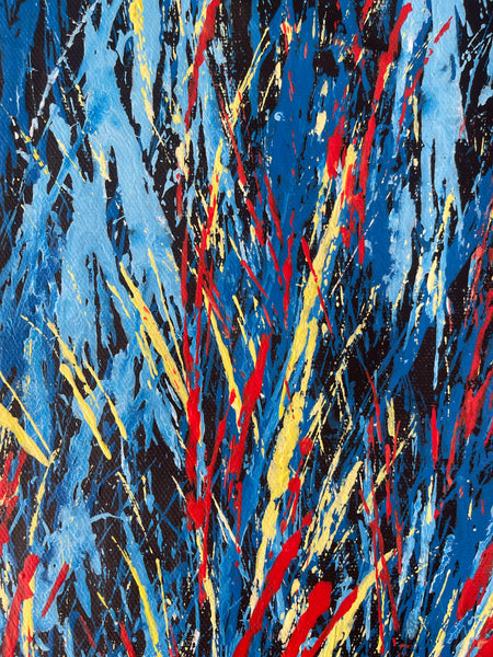 SPECIAL PRICE #195 Bush Fire Dreaming (Blue) - REGGIE SULTAN : Desert Art : 41x72cm