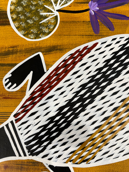 #82 Turtle Dreaming (Earth) - CHRISTINE BURARRWANGA :  95cm x 48cm